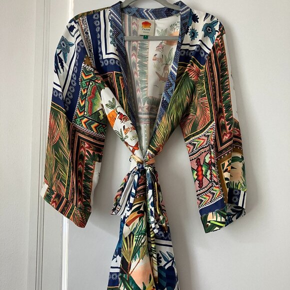 FARM RIO Mixed Scarves Side Slit Kimono – MULTI – Size Small - Picture 2 of 8